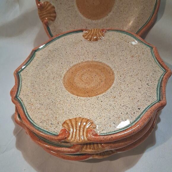 ITALIAN Neiman Marcus Horchow Stoneware Medici Saucers x4 Orange Yellow Blue - Picture 2 of 11